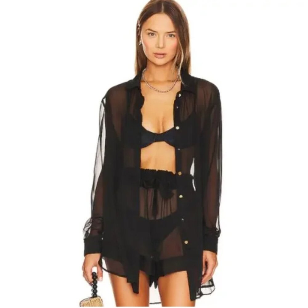 Shani Shemer black elegant swim cover set